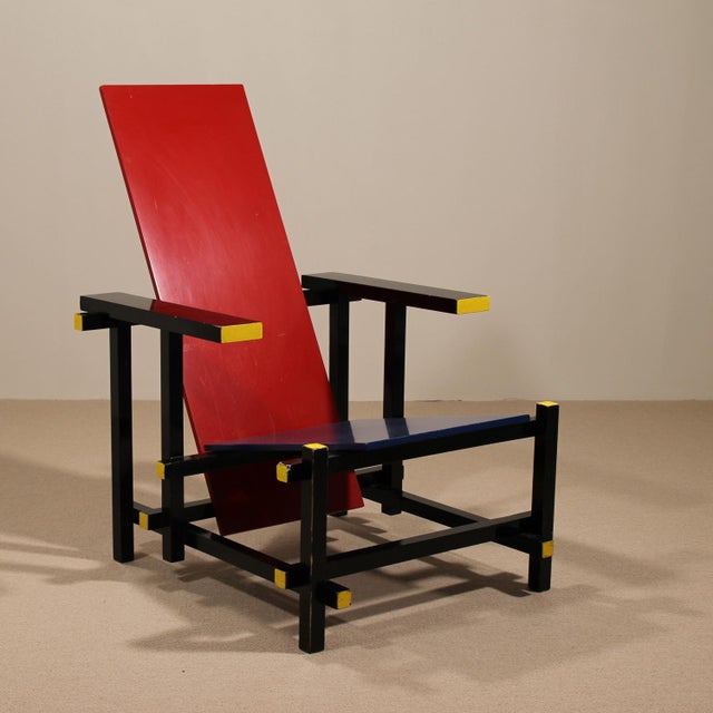 Cassina Early Red and Blue Chair by Gerrit Rietveld for Cassina, Italy, 1970s For Sale - Image 4 of 11