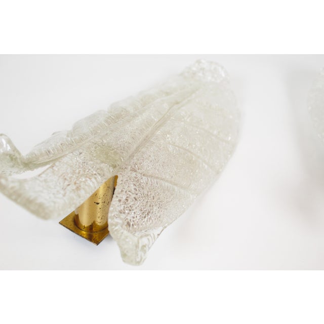 Large Leaf-Shaped Wall Lamps in Murano Glass from Barovier & Toso, 1960s, Set of 2 For Sale - Image 4 of 8