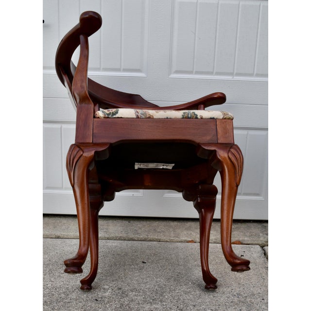 Statesville Co Mahogany Corner Chair Vintage Queen Anne Style Accent Slip Seat For Sale - Image 16 of 16