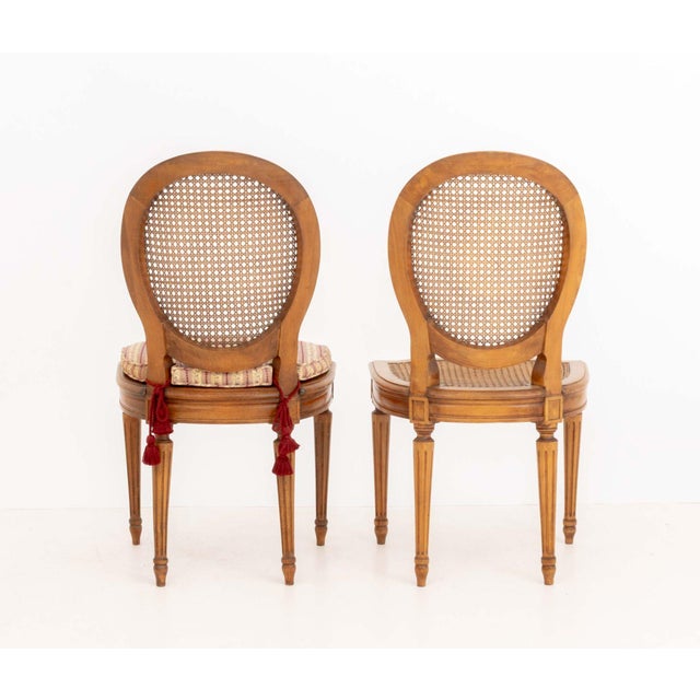 Set of Six Louis XVI Style Cane-Paneled Walnut Dining Chairs For Sale - Image 9 of 13