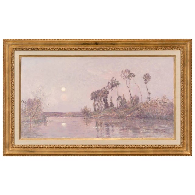 Hippolyte-Camille Delpy, French, Sunset River Landscape For Sale