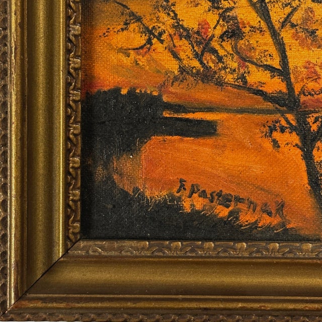 Pair of Expressionist Autumn Landscapes, Signed (C. 1960, Framed) For Sale - Image 4 of 5