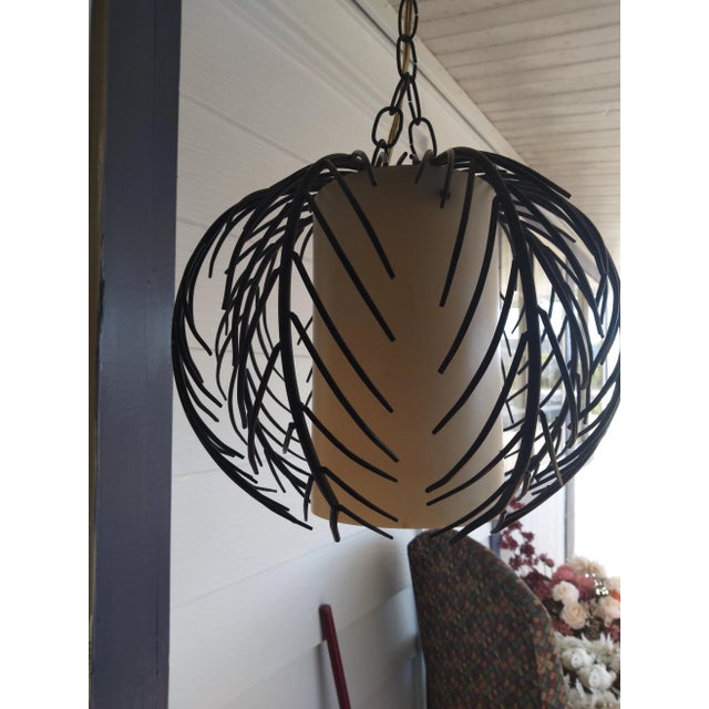 Black 1970s Mid-Century Steel and Acrylic Pendant Lamp For Sale - Image 8 of 9