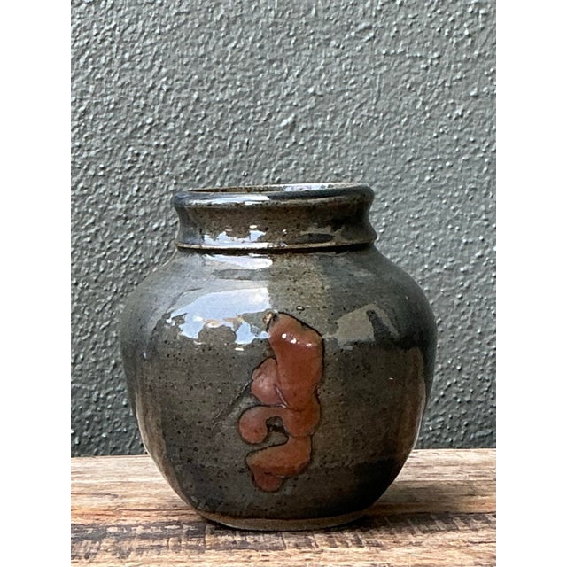Vintage Glazed Ceramic Vase For Sale - Image 12 of 12