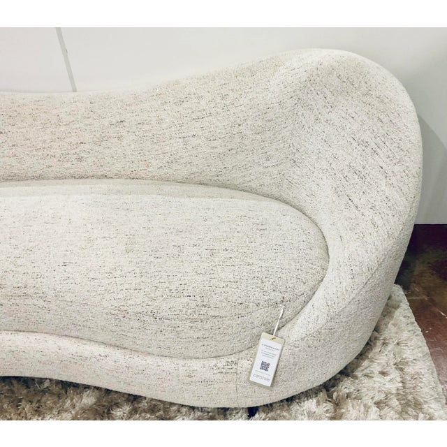 Original retail $5514, stylish Caracole Modern )ff-White Chenille Formosa Sofa, asymmetrical design, steel blue/gray...