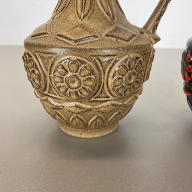 Multi-Color Fat Lava Op Art Pottery Vase from Bay Ceramics Germany, 1960s, Set of 2 For Sale - Image 6 of 17