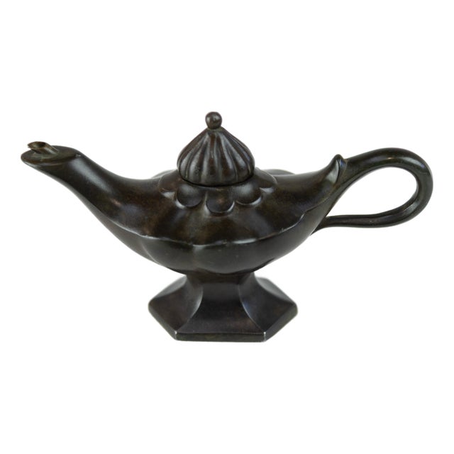 Danish Art Deco Aladdin Oil Lamp in Disko Metal by Just Andersen, 1930s For Sale