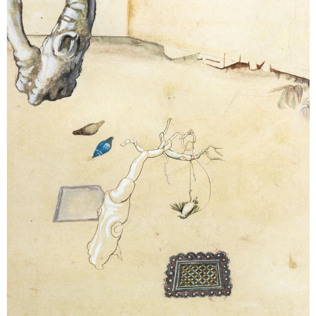Denis Polge Surrealist Composition Watercolor For Sale - Image 4 of 9