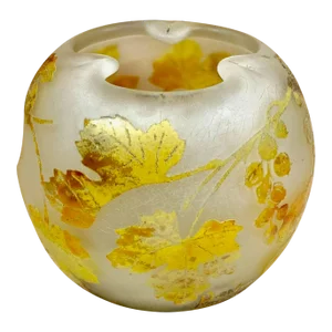 Antique Daum Nancy Cameo Gooseberry Pattern Glass Rose Bowl
