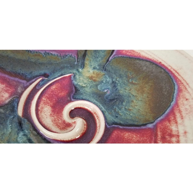 Up for sale this stunning artistic Vintage art handmade pottery glaze decorative wall art hanging Plate or Table Bowl....