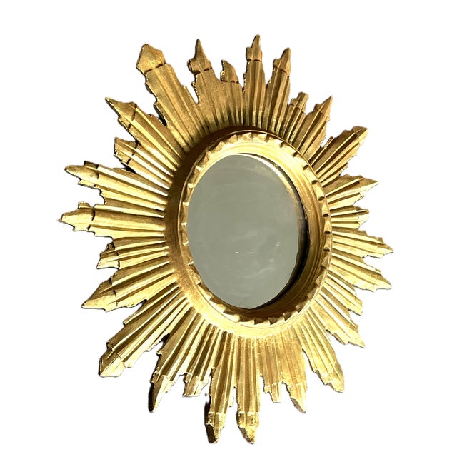 Mid-Century Italian Giltwood Sunburst Mirror, 1960s For Sale - Image 3 of 14
