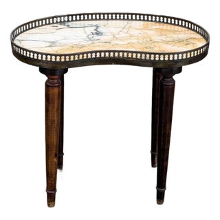 Vintage Kidney Shape Marble Top Side Table With Gallery For Sale