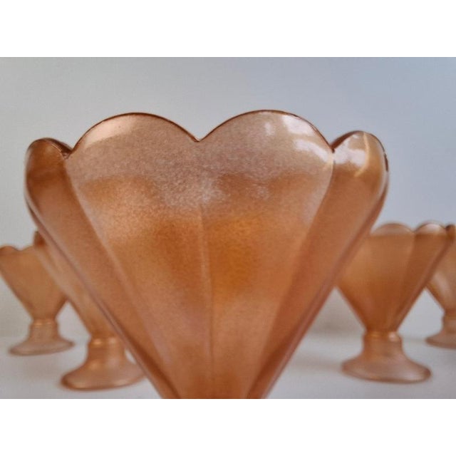 1930s rt Deco Pink Rosaline Glass Dessert Bowls, Former Czechoslovakia, 1930s, Set of 6 For Sale - Image 5 of 18
