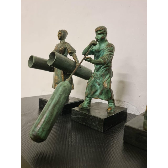 Bronze Figures Depicting Glass Process, 1980s, Set of 4 For Sale - Image 11 of 15