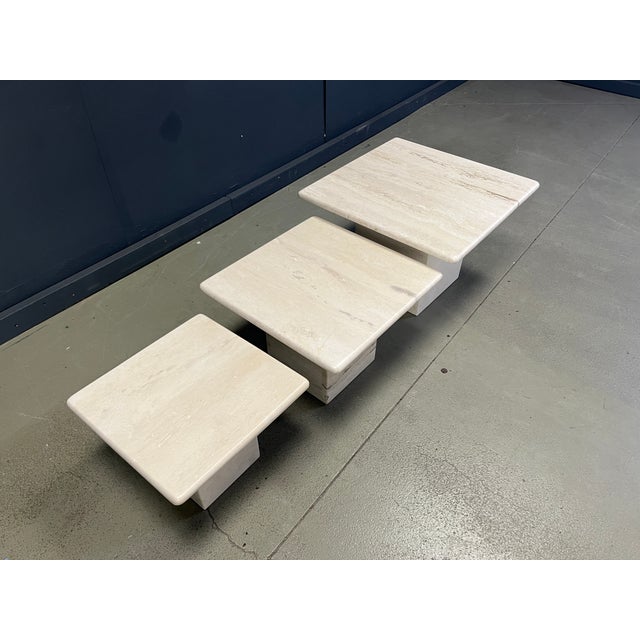 Vintage Travertine Nesting Tables, 1970s, Set of 3 For Sale - Image 4 of 10