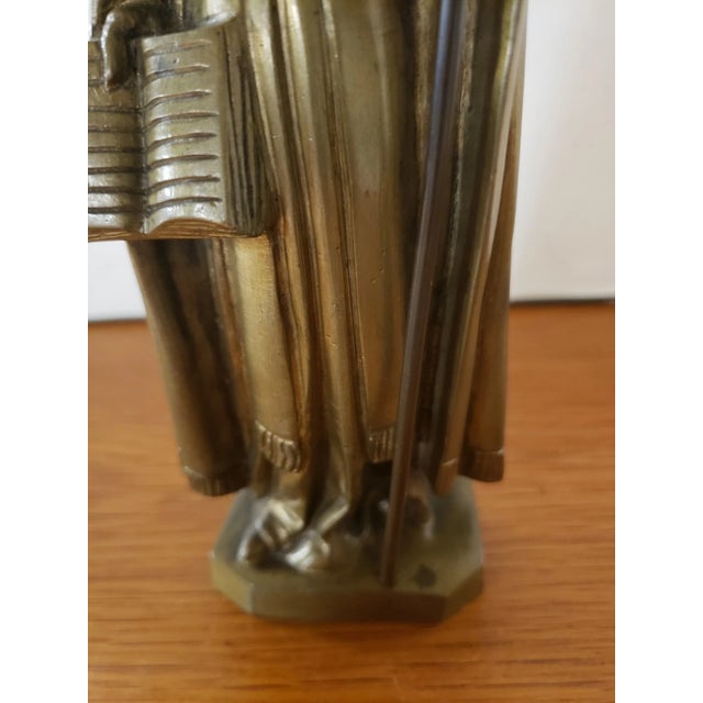 French Late 19th Century French Victorian Catholic St. Augustine of Hippo Gilded Bronze Figurine For Sale - Image 3 of 10