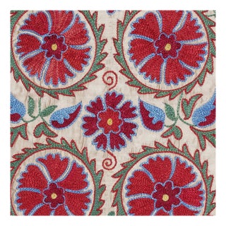 18"x20" Hand Embroidered Silk and Cotton Cushion Cover. Uzbek Toss Pillow Cover For Sale