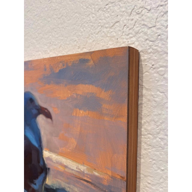 Contemporary Sea Gull by Ryan Morse | Oil on Panel Painting of a sea gull by the ocean at sunset For Sale - Image 3 of 5