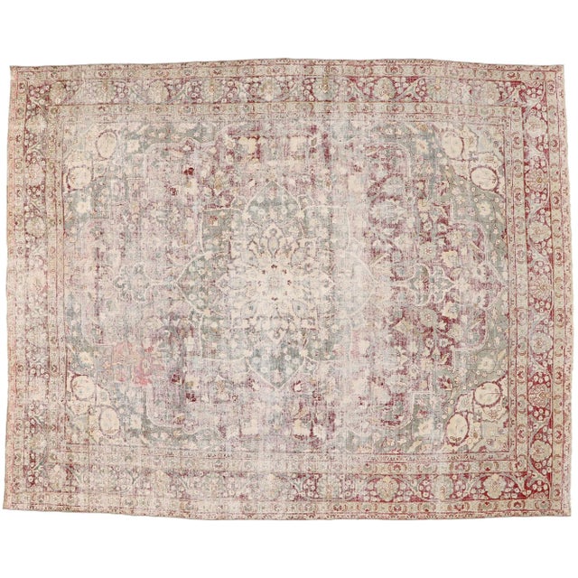 Early 20th Century Antique Persian Tabriz Rug - 11'11 x 14'09 For Sale - Image 5 of 10