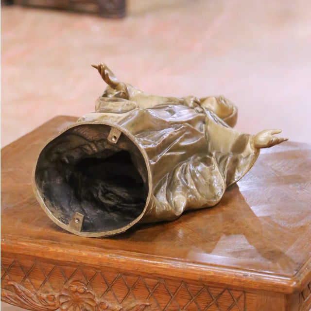 Mid-Century Italian Patinated Bronze Virgin Mary Sculpture by Biondan For Sale - Image 9 of 9