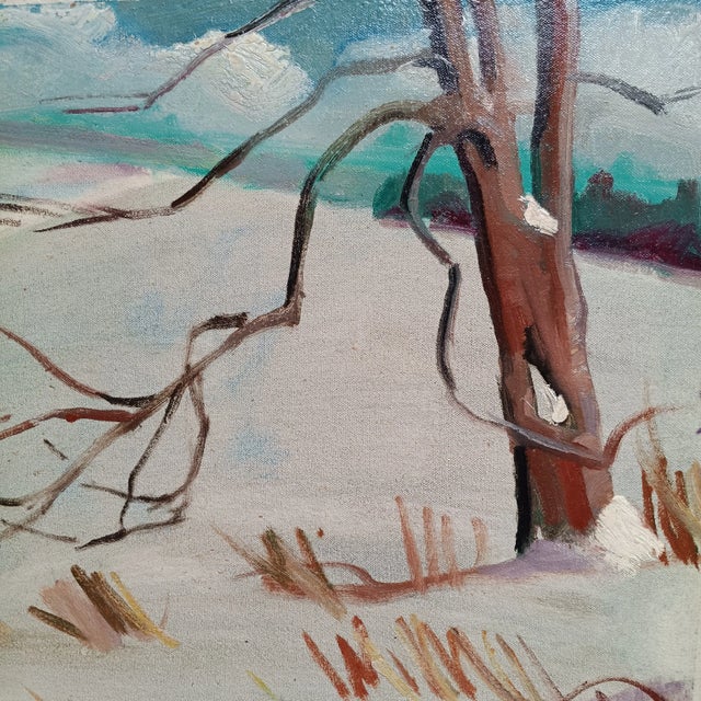 Winterscape Abstract, Original Oil Painting For Sale - Image 4 of 4