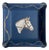 Equestrian Navy Blue Leather Valet Tray, Catchall For Sale