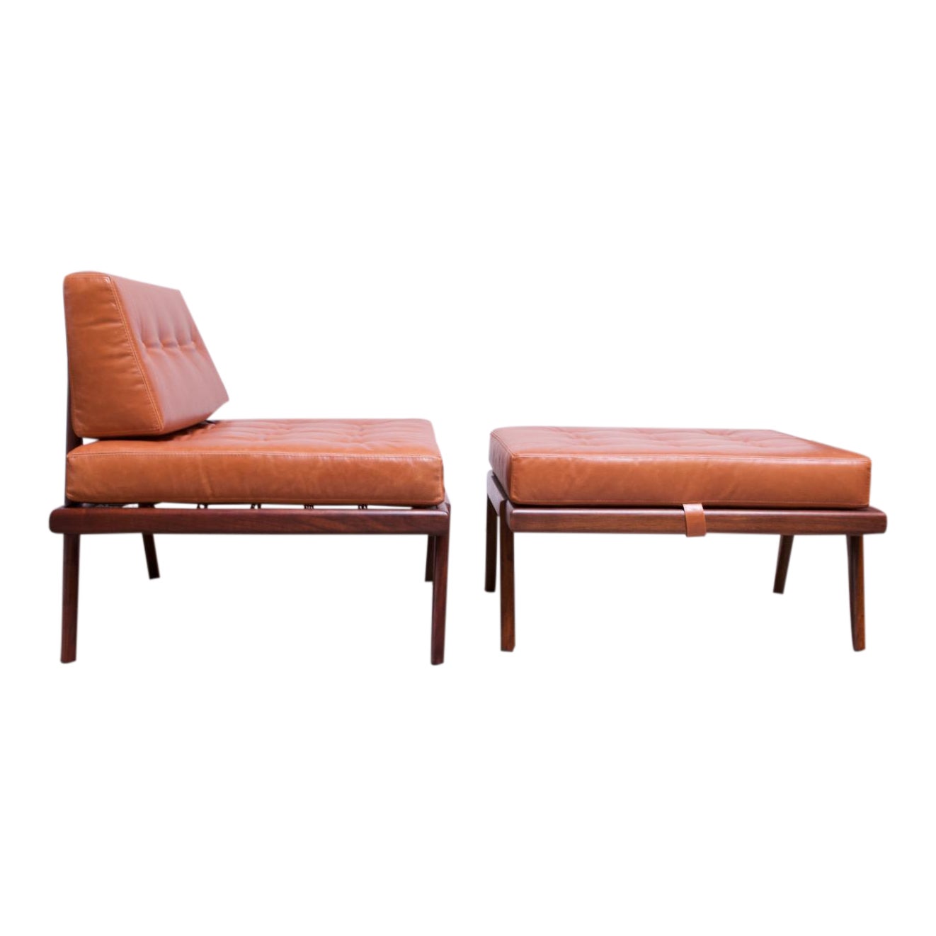 Mid Century Walnut And Leather Lounge Chair And Ottoman By Mel Smilow Chairish Cleon modern armless lounge chair. mid century walnut and leather lounge chair and ottoman by mel smilow