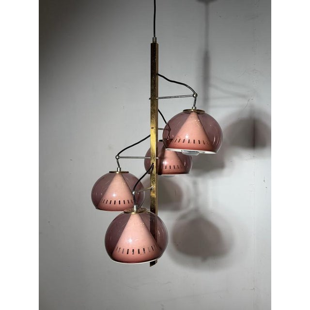 Vintage Pendant Light in Pink Acrylic Glass from Lamter Milano For Sale - Image 3 of 9