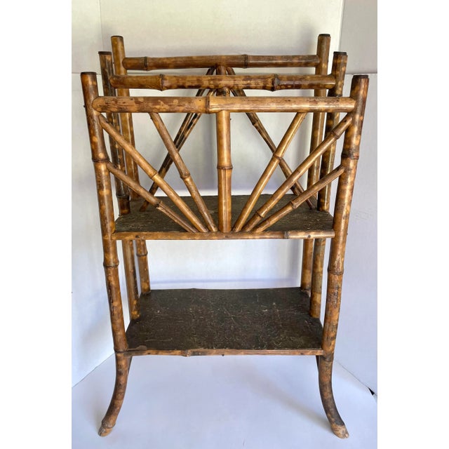 Antique English Burnt Bamboo Tall Magazine Rack For Sale - Image 13 of 13