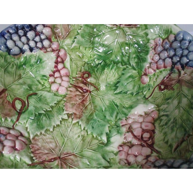 Realism 1990s Large Grape and Leaf High Relief Bowl For Sale - Image 3 of 8