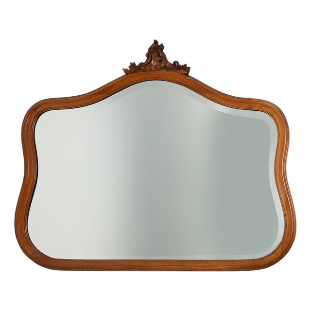 Belgian Louis XV Style Carved Oak Mirror, 1950s For Sale
