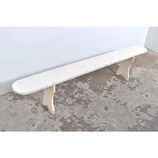Wood Vintage French Wooden Bench, 1960s For Sale - Image 7 of 7