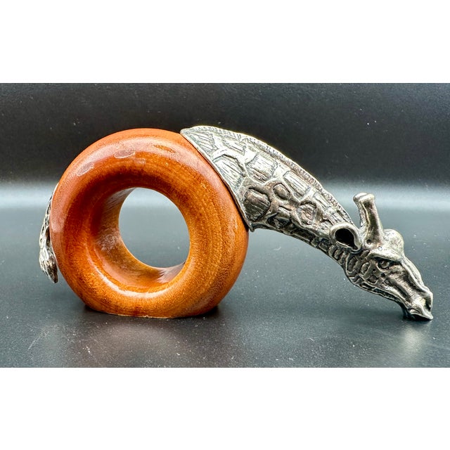 Wood Vintage 1980s Makoulpa South African Pewter & Wood Safari Animal Napkin Rings – Set of 8 For Sale - Image 7 of 18