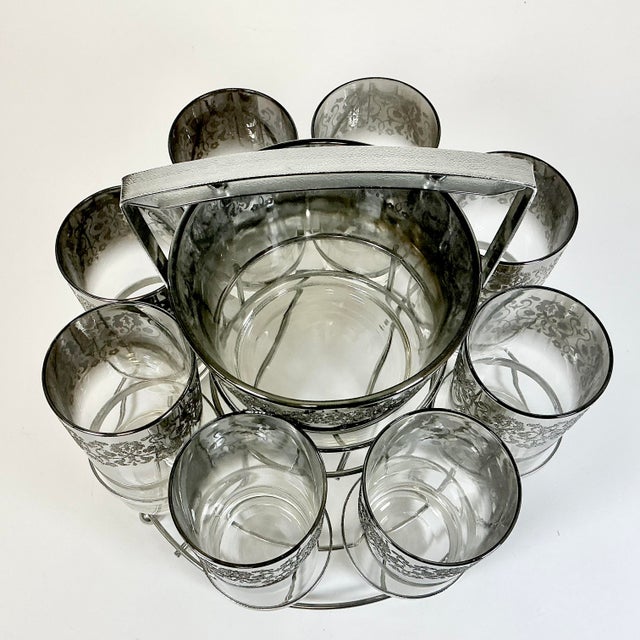 1970s 1970s Vintage Hollywood Regency Dorothy Thorpe Style Ombré Embossed Glassware Set - 10 Pieces For Sale - Image 5 of 15