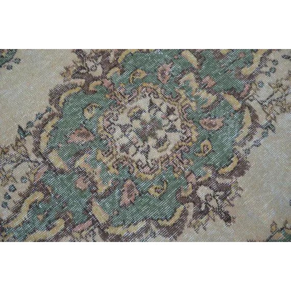 Celadon 1960s Vintage Turkish Oushak Rug - 3′10″ × 6′9″ For Sale - Image 8 of 11
