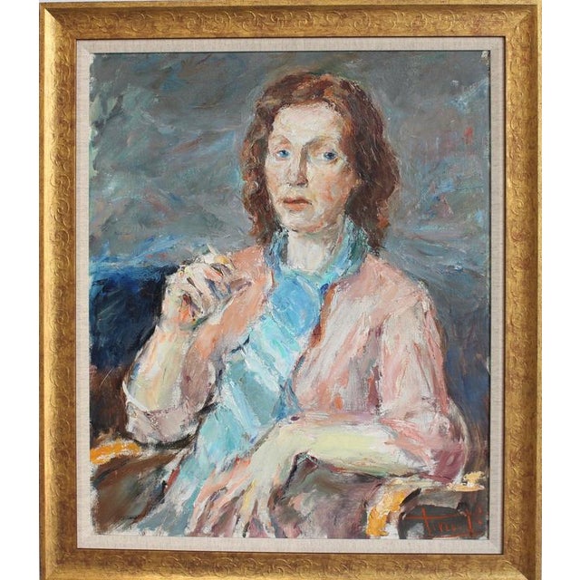 Carlo Striccoli, Woman Alone with Her Thoughts', 1960s, Oil on Canvas For Sale - Image 18 of 18