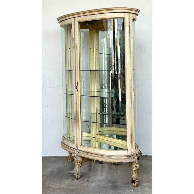 Mid-Century Modern Vintage Curved Glass Display Cabinet For Sale - Image 3 of 12