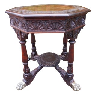Antique Regency Carved Country Oak Occasional Table, 1800 For Sale