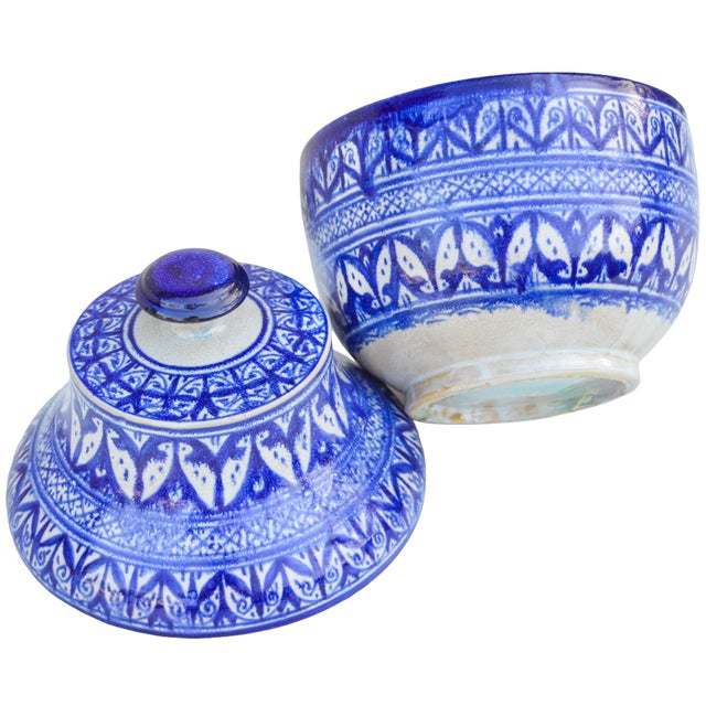 Early 20th Century Handcrafted Blue Moorish-Patterned Ceramic Art Vase For Sale - Image 11 of 13