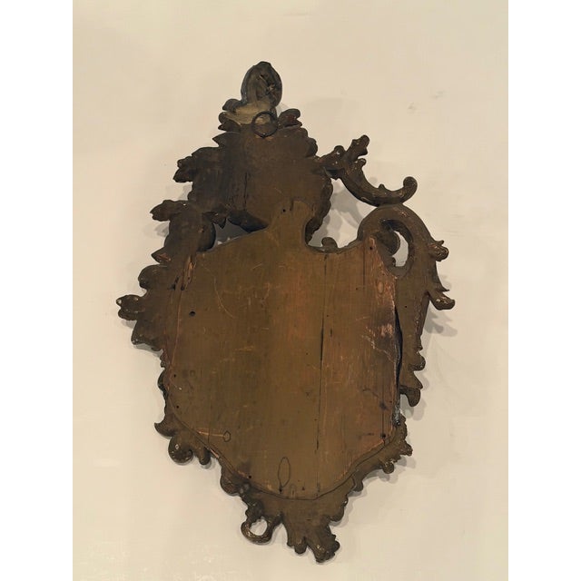 Wood 19th Century Carved Venetian Baroque Gilded Mirror With Mercury Glass For Sale - Image 7 of 13