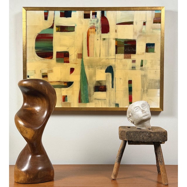 "Cyan Morning" – Postmodern Mixed Media Resin Painting (2005) An immersive layered composition in the spirit of Joan...