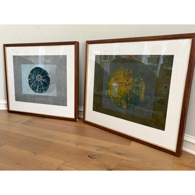 Pair of Contemporary Oil on Paper Gourd Still Life Paintings, Signed "Gw", 2006 For Sale - Image 11 of 15