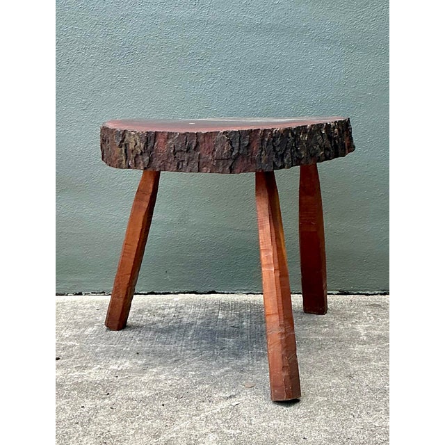 Vintage Wood Slab Side Table For Sale In West Palm - Image 6 of 12