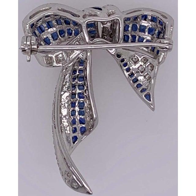 18 Karat White Gold Sapphire and Diamond Bow Pin 1.10 TDW For Sale - Image 12 of 12
