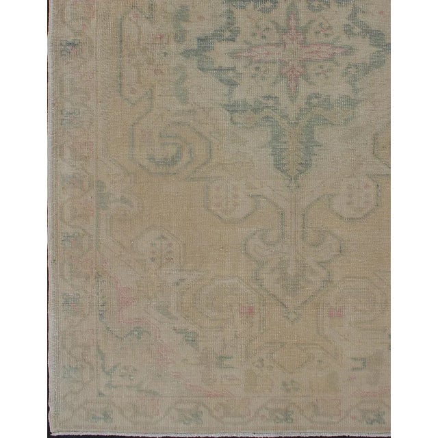Traditional Vintage Oushak Rug From Turkey With Muted Colors and Floral Medallion For Sale - Image 3 of 11