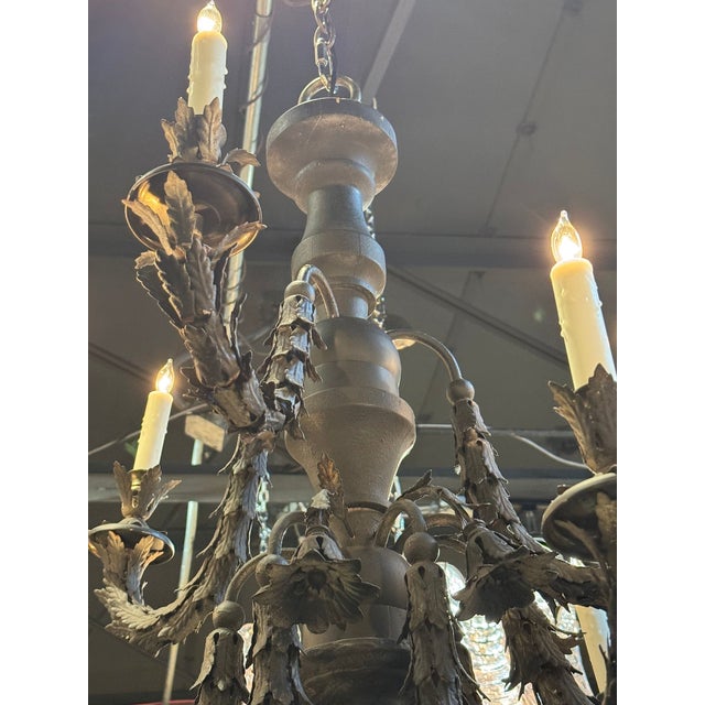 19th Century Italian Carved Wood and Iron Chandelier For Sale - Image 13 of 13