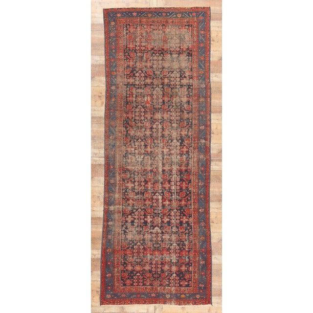 Early 20th Century Antique-Worn Persian Malayer Rug - 04'08 X 12'10 For Sale - Image 9 of 9