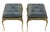 Chinoiserie Rare Pair of Bernhard Rohne for Mastercraft Brass & Velvet Stools by William Doezema, 1970s For Sale - Image 3 of 4