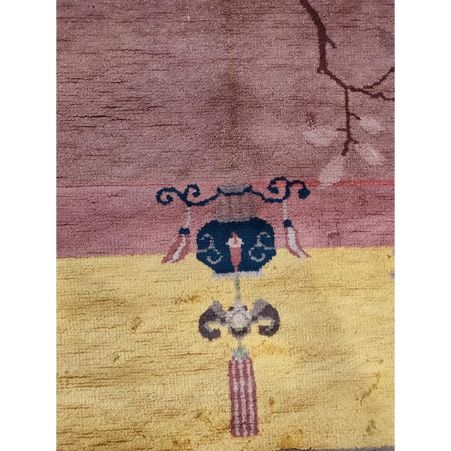Art Deco 1920s Mauve Floral Antique Chinese Art Deco Rug 9' 2" X 14' 4" Handknotted Wool Carpet For Sale - Image 3 of 5