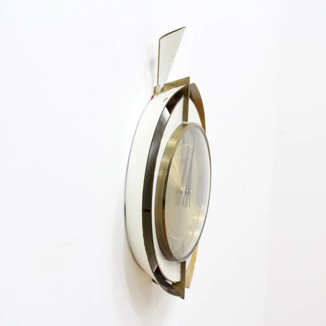 Mid-Century Modern Mid Century 1960s Brass Wall Clock by Atlanta Electric For Sale - Image 3 of 5